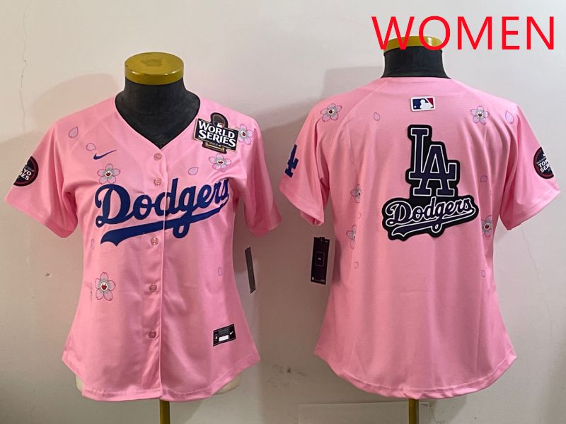 Women Los Angeles Dodgers Blank Pink Sakura Edition 2025 Nike MLB Jersey style 19